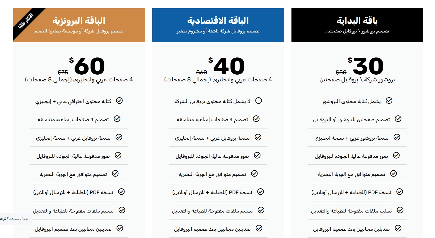 سعر تصميم بروفايل شركة - قصر الشركات